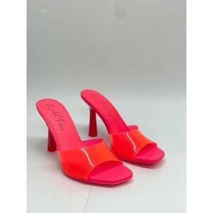 Wild Pair Women's Luuna Slide Dress Sandals - Hot Coral Vinyl 5.5M